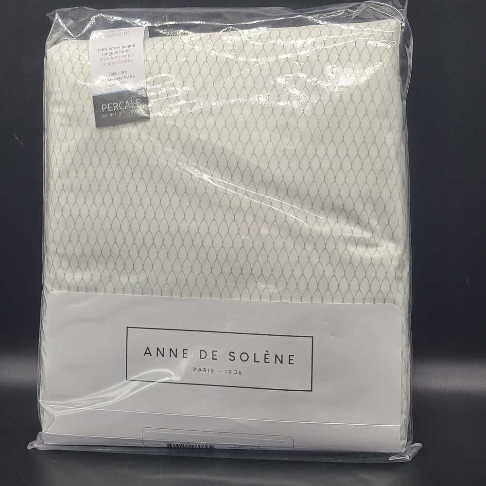 Anne De Solene Perle Lune Queen Fitted Sheet 100% Cotton Percale NEW $275